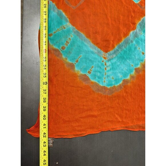 RaJ Red‎ Green Sheer Silk Tie Dye Rectangle Scarf Statement Scarf Lagenlook - Picture 7 of 7